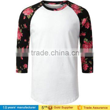 2016 Cheap Casual O Neck 3/4 Sleeve Floral Raglan T-shirt Tee Tops for Women photo-6