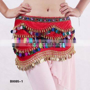 Exotic belly dance coins belt paillettes sequins hip scarf for belly dance