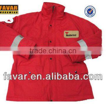 Red FR Winter Windbreaker Insulated Jacket Flame Resistant Reflective Oxford Jacket