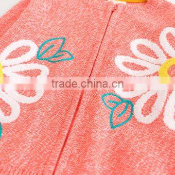 Latest Big Flowers Embroidery Knitting Girls Sweater With Metal Zipper photo-4