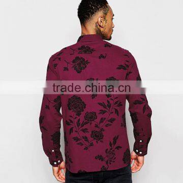 Floral Shirt Men Casual Shirt in Long Sleeve Twill Casual Shirt photo-2