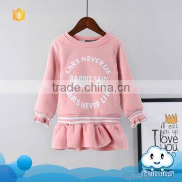 2017 New arrival baby clothes girls fashion dress design winter cotton pink dress girls