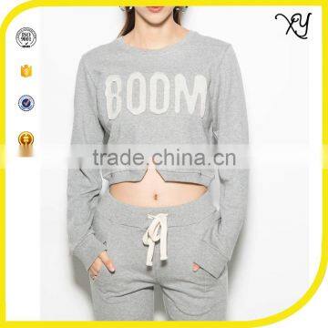 2017 fashion crop tops wholesale women crop hoodies crop top set