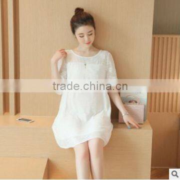 F20014M Factory Price Maternity Clothing Short Sleeve Lace Maternity Dress photo-2