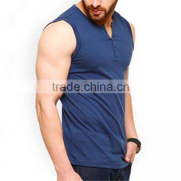 Mens Plain Blank Button Neck Tank Sleeveless Polo Shirt Tops photo-2