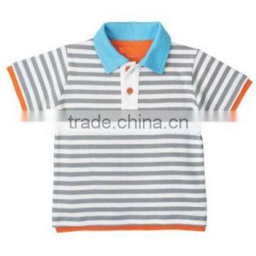 BOYS STRIPED POLO T SHIRT WITH CONTRAST COLLAR