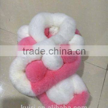 2016 New Genuine Rex Rabbit Fur Scarf Fur Wraps Muffler Fur Balls Warmer for Winter Shawls Scarf photo-2