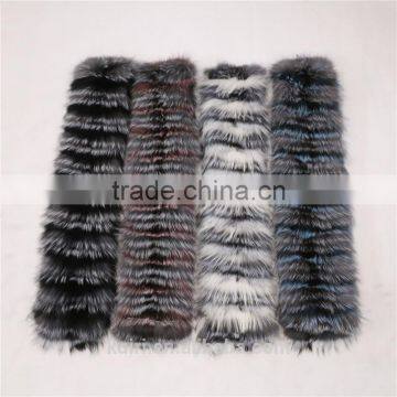 Super Long 150cm Winter Trendy Real Fox Fur Scarves Long Fox Fur Muffler Black and White Striped Fox Fur Scarf Zebra Scarves photo-3