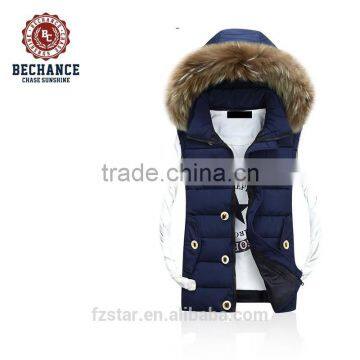New style autumn winter unisex slim warm padded vest with detachable hood for wholesale clothing