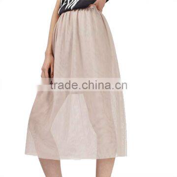 2017 OEM Spring Semi Persperctive Tulle Nude Prom Ladies Skirt
