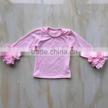 Hot sale soft blank infant girl long sleeve ruffle t-shirt trendy girl boutique clothing baby top