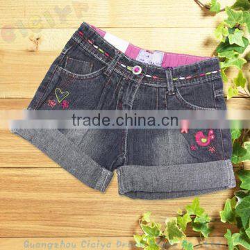 Fashion design cotton girl baby jeans/denim short