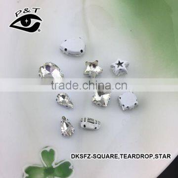 Sew on Crystal in Metal Setting Square Drop Pearl in Setting photo-2