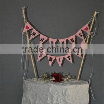 Mr & Mrs Cake Banner Bunting Wedding Party Just Married Love custom Cake Bunting