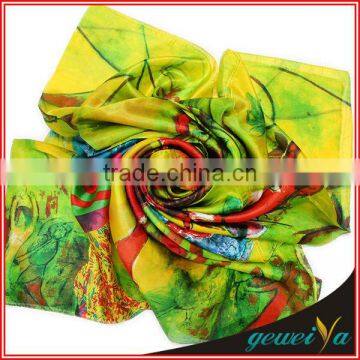 Flower Printed 110cm*110cm Square Chiffon Fashion Shawl