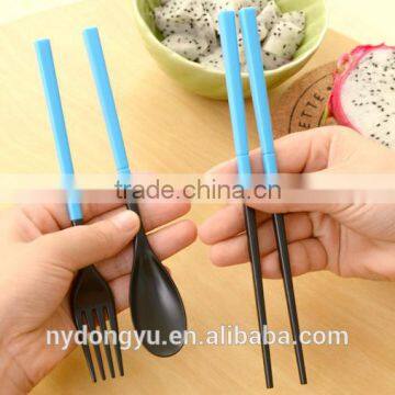 ABS Portable Chopstick Spoon Fork 3 Piece Set Ableware/Lidg Travel 3 Piecer Set Wheat Straw /f Dining Tableware photo-3