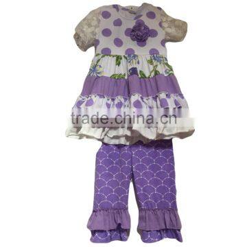 Toddler girls outfits short sleeve floral print dress set newborn outfits ruffle pants outfit