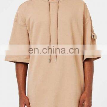 Mens Oversized Fit Tan Drop Shoulder Sleeve Pocket Sweatshirt