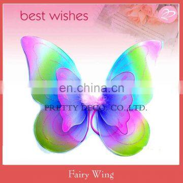 Rainbow Color wholesale glitter printing double layer Fairy Wings decoration