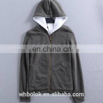 Wholesale chinese factory knit pullover zipper up hoody lambswool lined blank sweatshirts