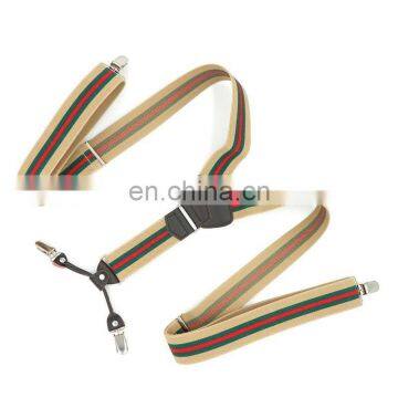 Yiwu Longkang high strong quality button clips striped men's braces suspenders