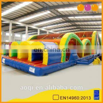 AOQI products with free EN14960 certificate exercise equipment three lanes inflatable obstacle course for kids