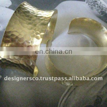 Hammered Concave Brass Cuff