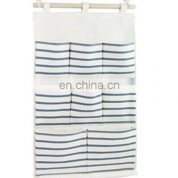 Eco friendly Cotton Fabric Wall Door Closet Hanging Storage Bag Case 8 Pockets Home Organizer Blue Strips