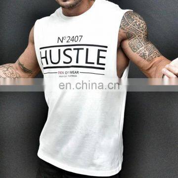 OEM service custom gym printedslevless t shirt for mens tank top