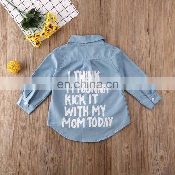 Autumn Toddler Baby Girl Coat Cotton Denim Kids Children Clothes Letters Printed Tops T-Shirt Trench Jacket photo-4