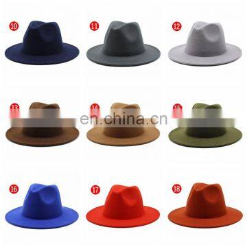 Wholesale New Wide Brim Fashion Jazz Cap Panama Vintage Winter Felt Fedora Wool Wide Custom Hats photo-4