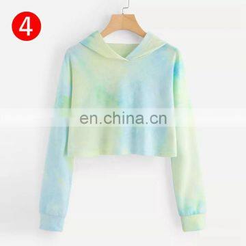Hoodies Multicolor Casual Women Drawstring Hooded Sweatshirt 2020 Autumn Tie Dye Long Sleeve Hoodies photo-5