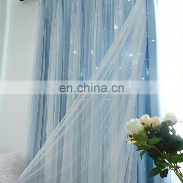 2020 News Cheap 100 Polyester Blue Color Ceiling Drapes Decoration Fabric For Bedroom Cortinas Living Room Window Curtain photo-6
