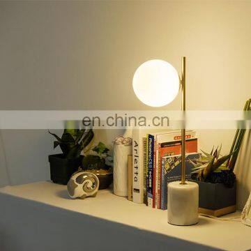 Modern Marble Base Gold Metal Glass Ball Restaurant Table Lamp photo-4