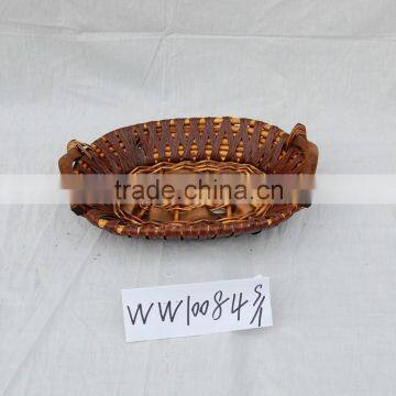 wholesale rattan plate with wooden handle