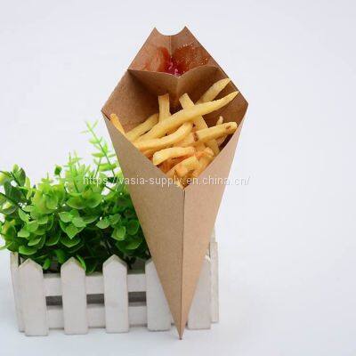 Disposable Kraft Paper White and Brown French Taper Fries Box Packaging Catchup for Restaurant photo-4