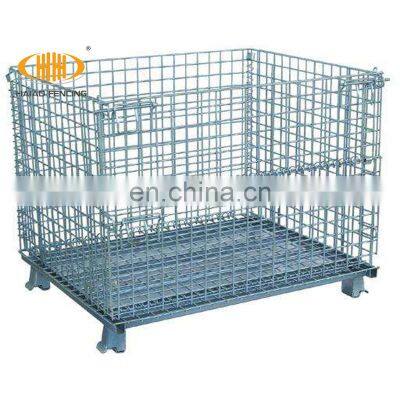 Metal box can be stacked on guarantees warehouse roll lockable storage cage and container,wire mesh container