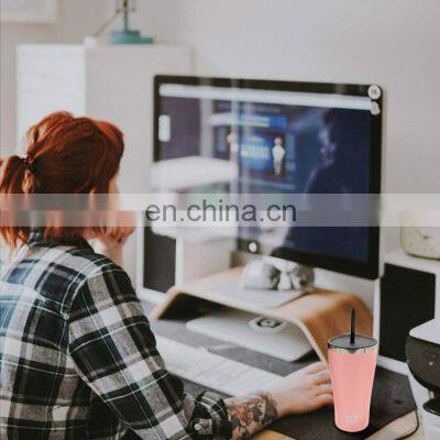 530ml Vacuum Insulated Water Mug With Straw Cup Double Wall Stainless Steel Customized Logo Insulated Coffee Cup W/lid photo-5