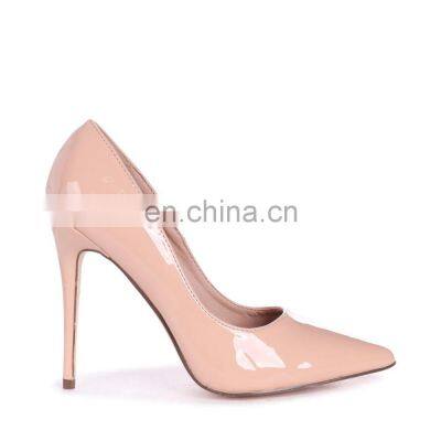 Nude patent classic pointed court heels shoes women new popular design and fashion high heel sandals