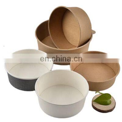 Paper salad takeaway container with plastic lid