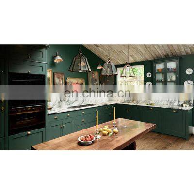 Modern Light Green&blue Modular Luxury lacquer Shaker kitchen cabinet custom design