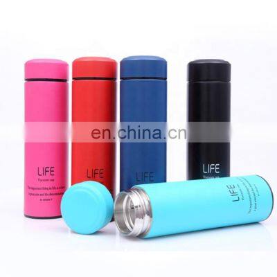 Double Wall Vacuum Insulated Outdoor Sports Thermal Insulation Stainless Steel Water Bottle Thermos Cup with Tea Infuser