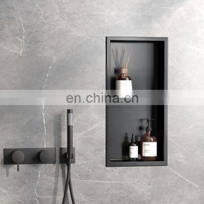 High Quality Black Stainless Steel Gold White Brushed Nickel Bathroom wall metal recess shower niche shelf