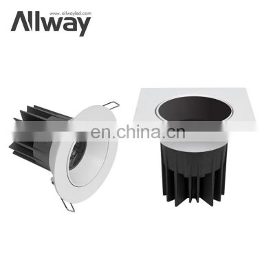 Modern Design Tri Color Square Size Recessed Aluminum COB Indoor 7 12 20 Watt LED Downlight