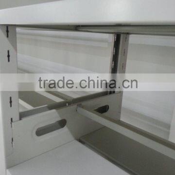 (DL-B1 ) Knock Down 5 Layers Metal Frame Double Side Magazine Rack With Yellow MDF Surface