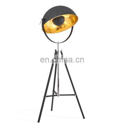 Living Room Bedroom Bedside LED Floor Light Retro Indoor Standing Lamp Metal Shade Tripod Floor Lamp