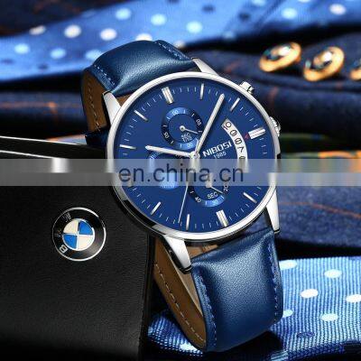 NIBOSI Men Watches Luxury Famous Top Brand Men's Fashion Casual Dress Watch Military Quartz Wristwatches Leather Band