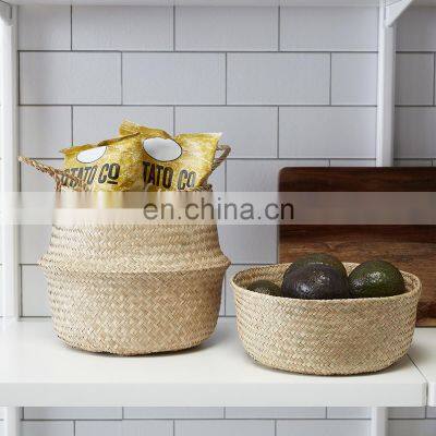 Vietnam Supplier Seagrass Belly Basket Plant Holder Storage Basket Decor Home Wholesale