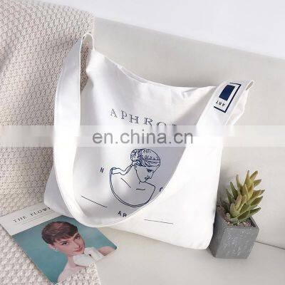 Wholesale Custom Art Canvas Bag Female Simple Print Female Shoulder Bag Large Capacity Student Canvas Cross-body Bag photo-3