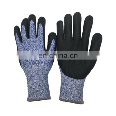 Customized 13 Gauge Industrial PU HPPE Knitting Anti Cut Resistant Level 5 Working Safety Gloves For Men